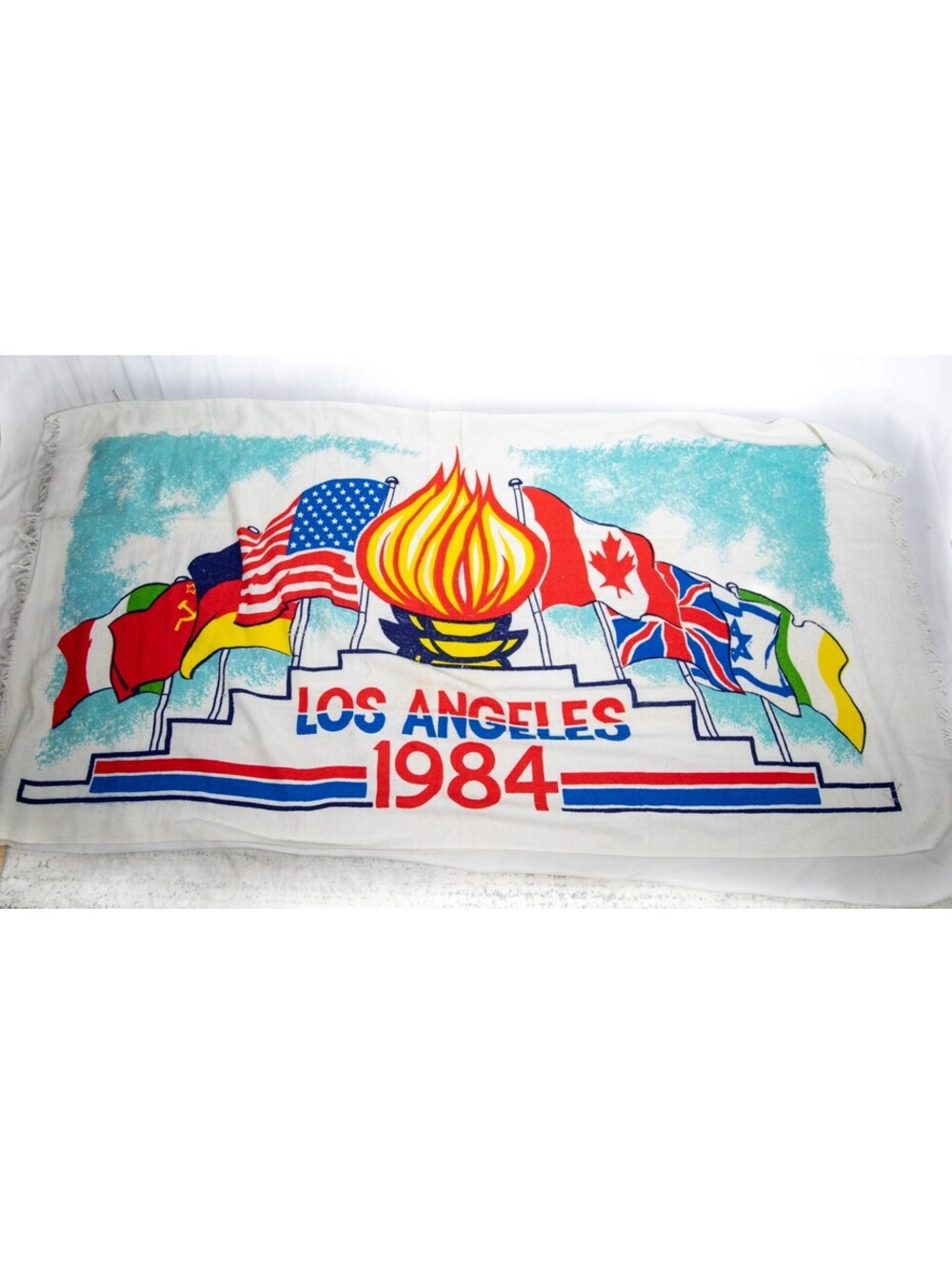 Vintage 1984 Los Angeles Summer Games Olympics Collectible Towel Rare